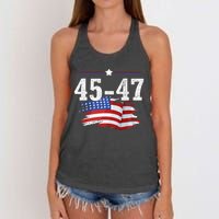 Trump 2024 President 45 And 47 American Flag Trump 2024 Women's Knotted Racerback Tank