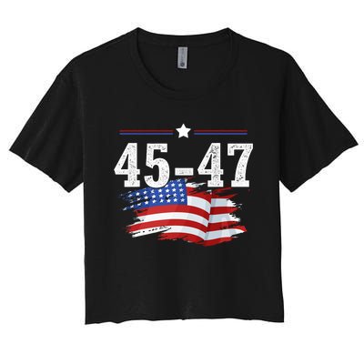 Trump 2024 President 45 And 47 American Flag Trump 2024 Women's Crop Top Tee