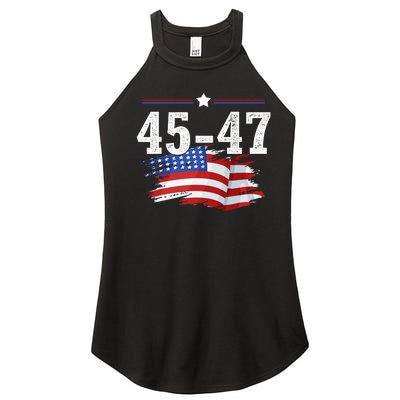 Trump 2024 President 45 And 47 American Flag Trump 2024 Women's Perfect Tri Rocker Tank