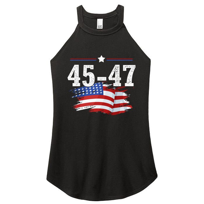 Trump 2024 President 45 And 47 American Flag Trump 2024 Women's Perfect Tri Rocker Tank