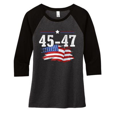 Trump 2024 President 45 And 47 American Flag Trump 2024 Women's Tri-Blend 3/4-Sleeve Raglan Shirt