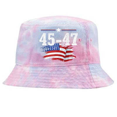 Trump 2024 President 45 And 47 American Flag Trump 2024 Tie-Dyed Bucket Hat