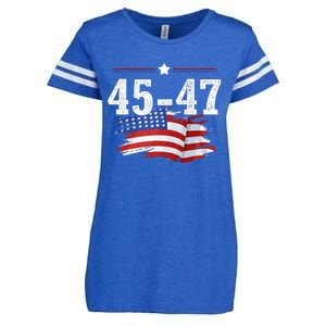 Trump 2024 President 45 And 47 American Flag Trump 2024 Enza Ladies Jersey Football T-Shirt