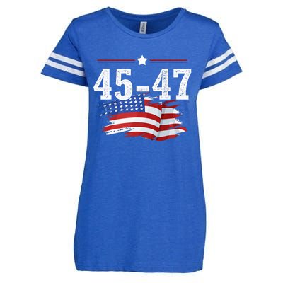 Trump 2024 President 45 And 47 American Flag Trump 2024 Enza Ladies Jersey Football T-Shirt