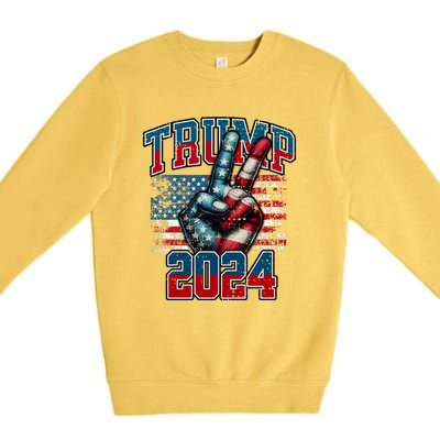 Trump 2024 Peace Sign Premium Crewneck Sweatshirt