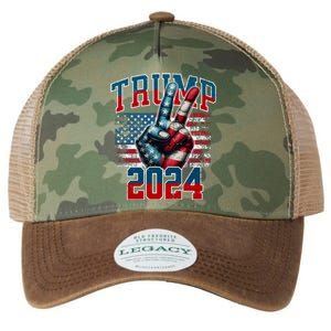 Trump 2024 Peace Sign Legacy Tie Dye Trucker Hat