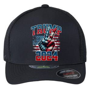 Trump 2024 Peace Sign Flexfit Unipanel Trucker Cap