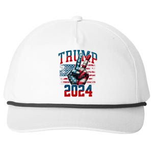 Trump 2024 Peace Sign Snapback Five-Panel Rope Hat