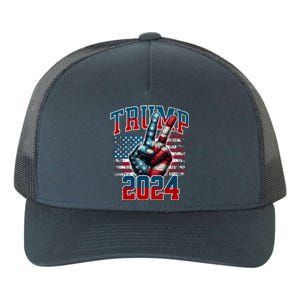 Trump 2024 Peace Sign Yupoong Adult 5-Panel Trucker Hat