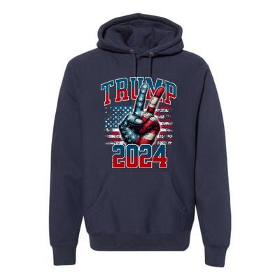 Trump 2024 Peace Sign Premium Hoodie