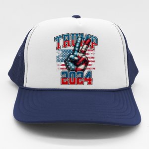 Trump 2024 Peace Sign Trucker Hat