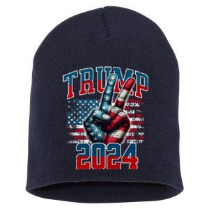 Trump 2024 Peace Sign Short Acrylic Beanie