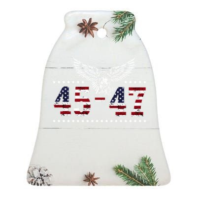 Trump 2024 President 45 And 47 American Flag Trump 2024 Ceramic Bell Ornament