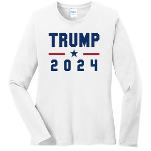 Trump 2024 | Pro Trump | Pro America | Republican Shirt | Patriotic Gifts Ladies Long Sleeve Shirt