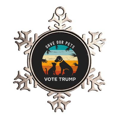 Trump 2024 President Save Our Pets Animals Dogs Cats Ducks Metallic Star Ornament