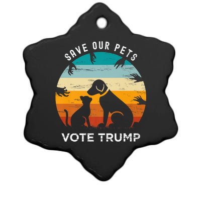 Trump 2024 President Save Our Pets Animals Dogs Cats Ducks Ceramic Star Ornament