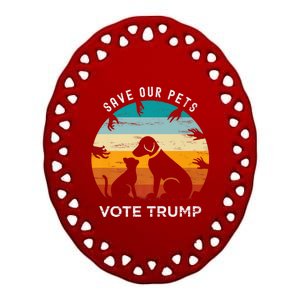 Trump 2024 President Save Our Pets Animals Dogs Cats Ducks Ceramic Oval Ornament