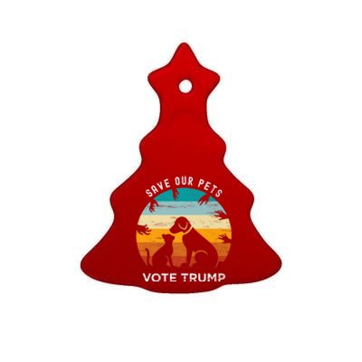 Trump 2024 President Save Our Pets Animals Dogs Cats Ducks Ceramic Tree Ornament