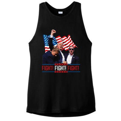 Trump 2024 President Fight Bloodied Fist Pumping Of Legend Ladies PosiCharge Tri-Blend Wicking Tank