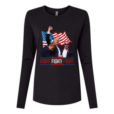 Trump 2024 President Fight Bloodied Fist Pumping Of Legend Womens Cotton Relaxed Long Sleeve T-Shirt