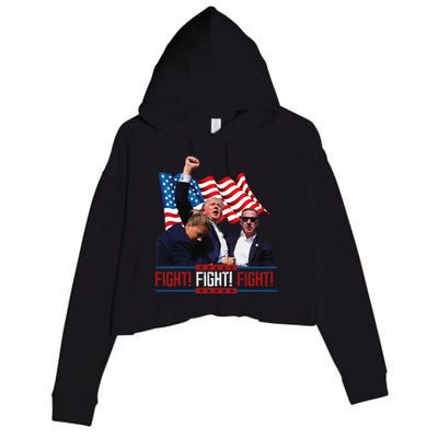 Trump 2024 President Fight Bloodied Fist Pumping Of Legend Crop Fleece Hoodie