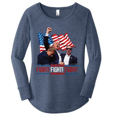 Trump 2024 President Fight Bloodied Fist Pumping Of Legend Women's Perfect Tri Tunic Long Sleeve Shirt