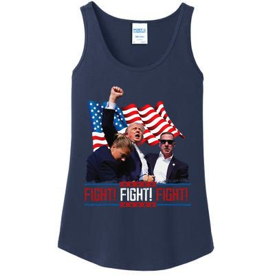 Trump 2024 President Fight Bloodied Fist Pumping Of Legend Ladies Essential Tank