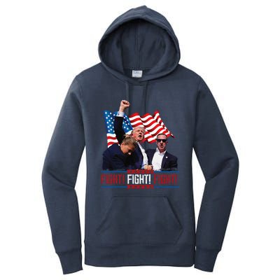 Trump 2024 President Fight Bloodied Fist Pumping Of Legend Women's Pullover Hoodie