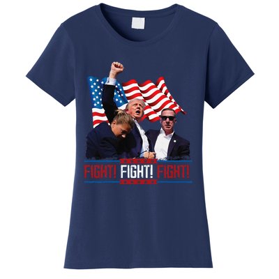 Trump 2024 President Fight Bloodied Fist Pumping Of Legend Women's T-Shirt