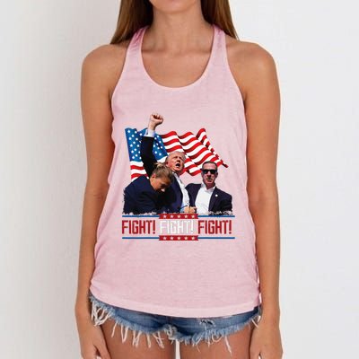 Trump 2024 President Fight Bloodied Fist Pumping Of Legend Women's Knotted Racerback Tank