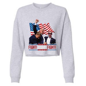 Trump 2024 President Fight Bloodied Fist Pumping Of Legend Cropped Pullover Crew