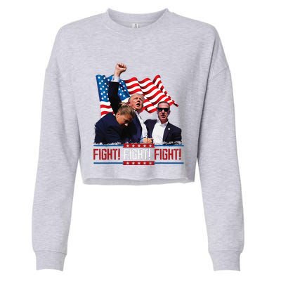 Trump 2024 President Fight Bloodied Fist Pumping Of Legend Cropped Pullover Crew