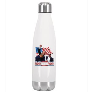 Trump 2024 President Fight Bloodied Fist Pumping Of Legend Stainless Steel Insulated Water Bottle