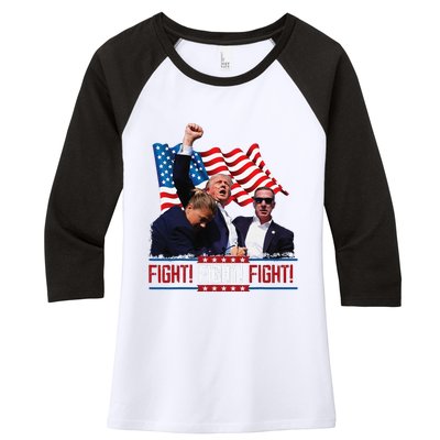 Trump 2024 President Fight Bloodied Fist Pumping Of Legend Women's Tri-Blend 3/4-Sleeve Raglan Shirt