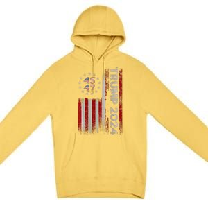 Trump 2024 President 45 And 47 American Flag Trump 2024 Back Premium Pullover Hoodie