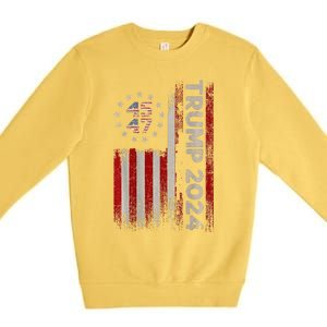 Trump 2024 President 45 And 47 American Flag Trump 2024 Back Premium Crewneck Sweatshirt