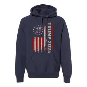 Trump 2024 President 45 And 47 American Flag Trump 2024 Back Premium Hoodie