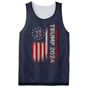 Trump 2024 President 45 And 47 American Flag Trump 2024 Back Mesh Reversible Basketball Jersey Tank