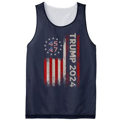 Trump 2024 President 45 And 47 American Flag Trump 2024 Back Mesh Reversible Basketball Jersey Tank