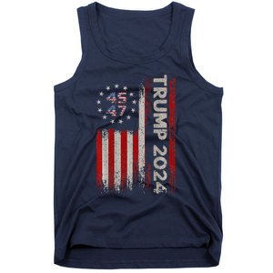 Trump 2024 President 45 And 47 American Flag Trump 2024 Back Tank Top