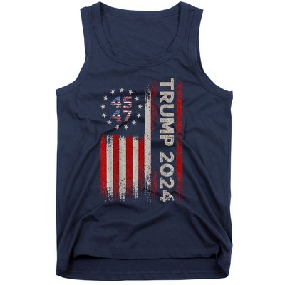 Trump 2024 President 45 And 47 American Flag Trump 2024 Back Tank Top