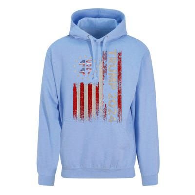 Trump 2024 President 45 And 47 American Flag Trump 2024 Back Unisex Surf Hoodie