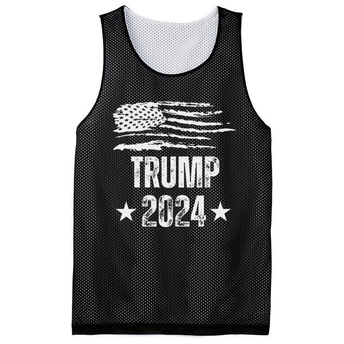 Trump 2024 Pro Trump American Flag Mesh Reversible Basketball Jersey Tank