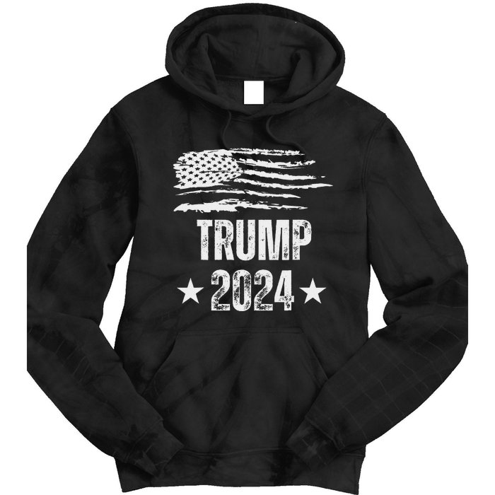 Trump 2024 Pro Trump American Flag Tie Dye Hoodie