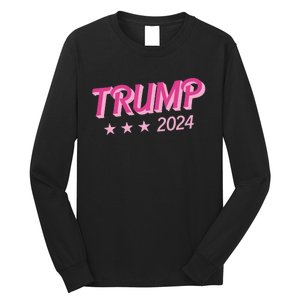 Trump Pink Donald Trump 2024 US Election Pink Girly Long Sleeve Shirt