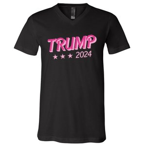 Trump Pink Donald Trump 2024 US Election Pink Girly V-Neck T-Shirt