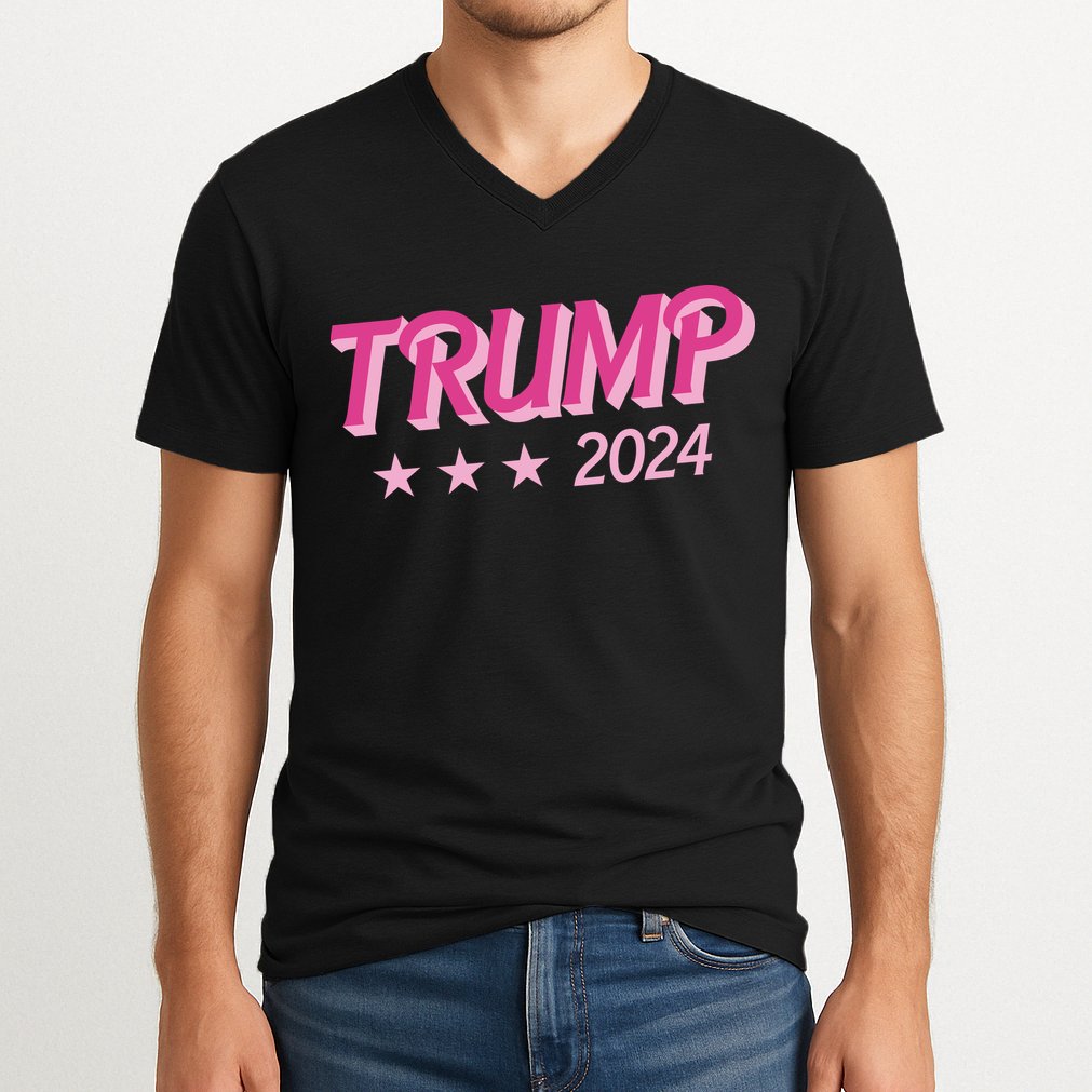 Trump Pink Donald Trump 2024 US Election Pink Girly V-Neck T-Shirt