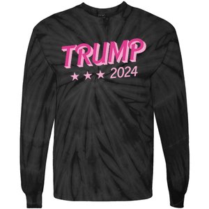 Trump Pink Donald Trump 2024 US Election Pink Girly Tie-Dye Long Sleeve Shirt