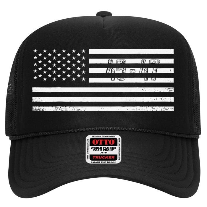 Trump 2024 President 45 47 Vintage American Flag Pro Trump High Crown Mesh Back Trucker Hat