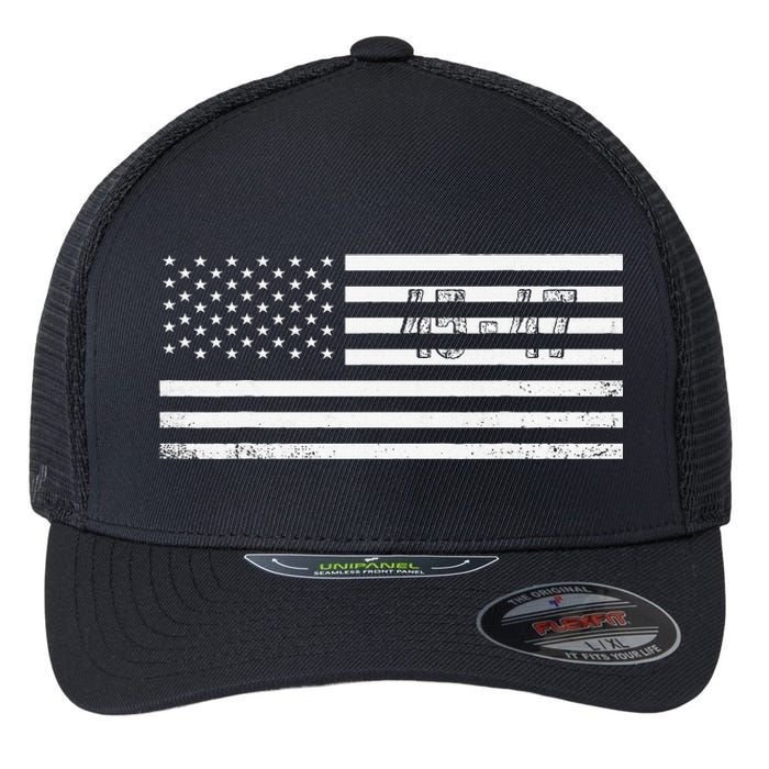 Trump 2024 President 45 47 Vintage American Flag Pro Trump Flexfit Unipanel Trucker Cap